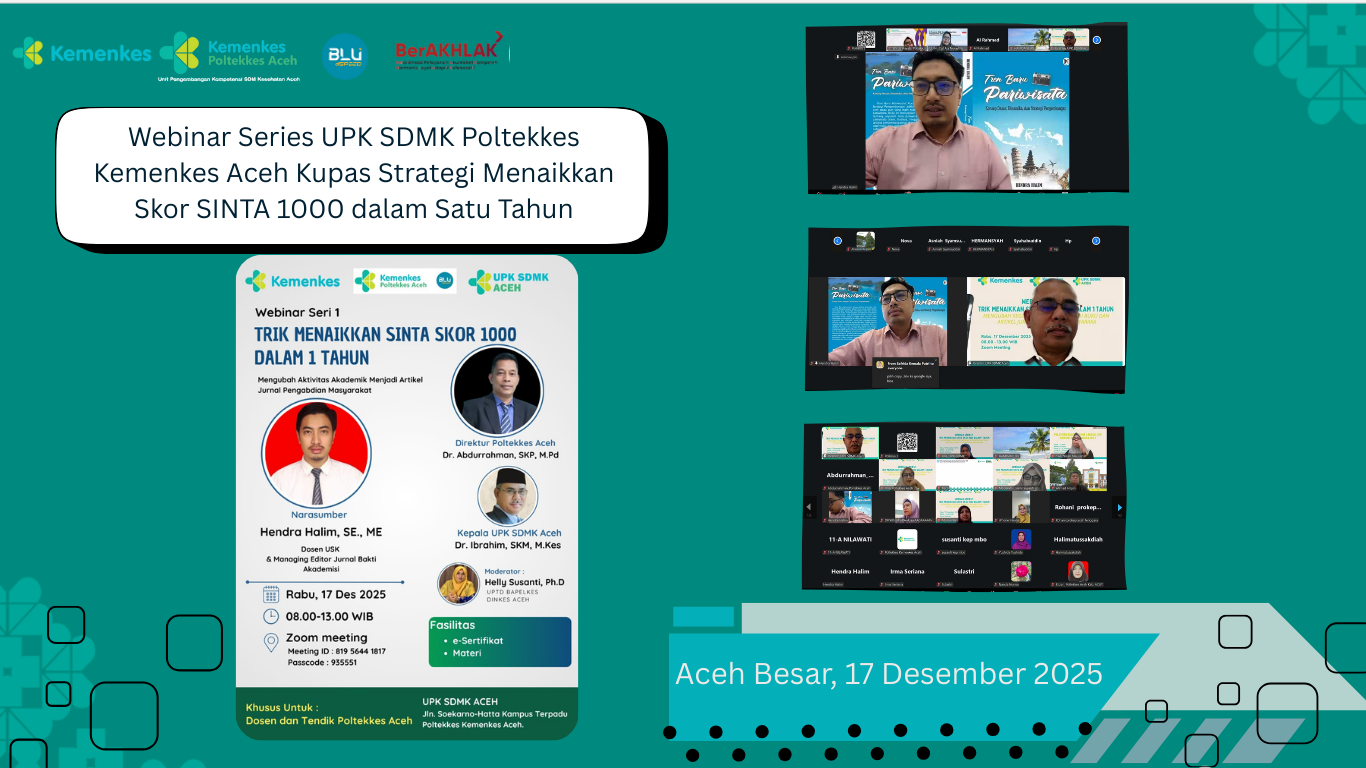 Webinar Series UPK SDMK Poltekkes Kemenkes Aceh Kupas Strategi Menaikkan Skor SINTA 1000 dalam Satu Tahun